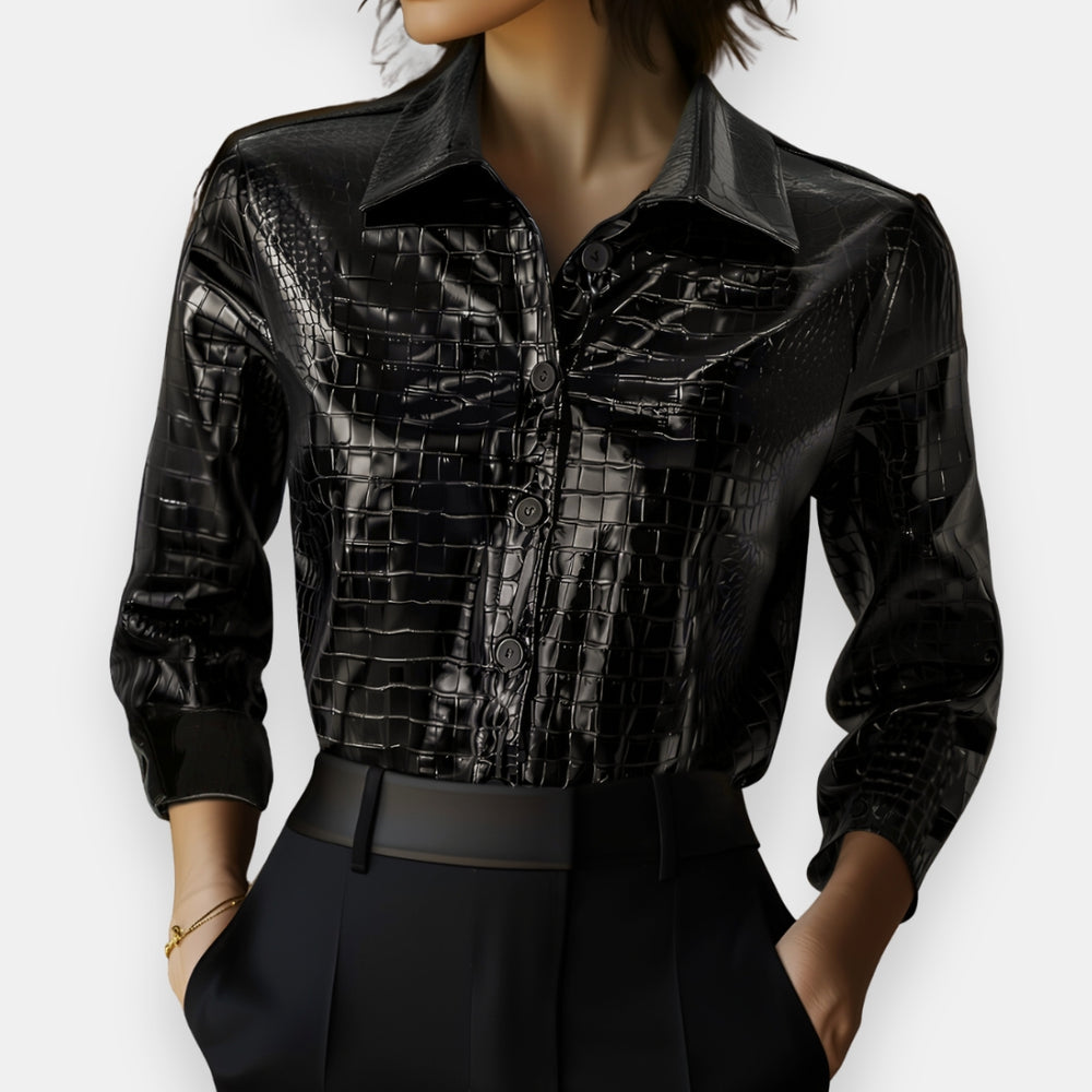 Lilley - Crocodile Texture Button Front Shirt Blouse