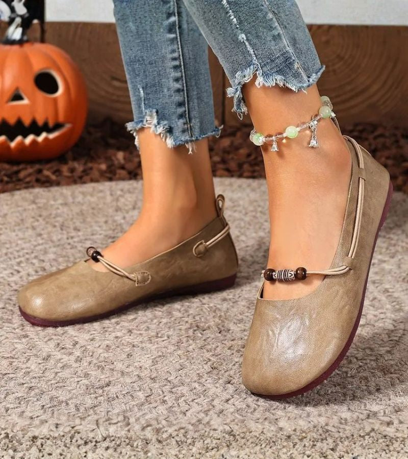 Renis - Flats With Square Toe and Beaded Strap