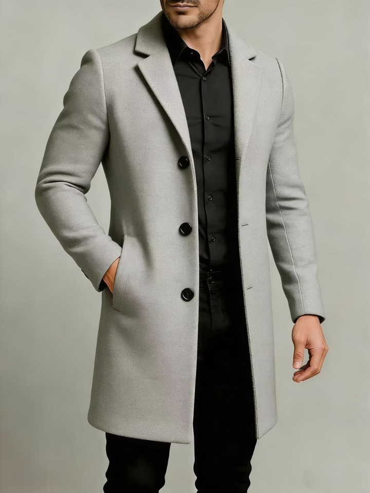Adelilenna - Button Up Long Sleeve Lapel Coat