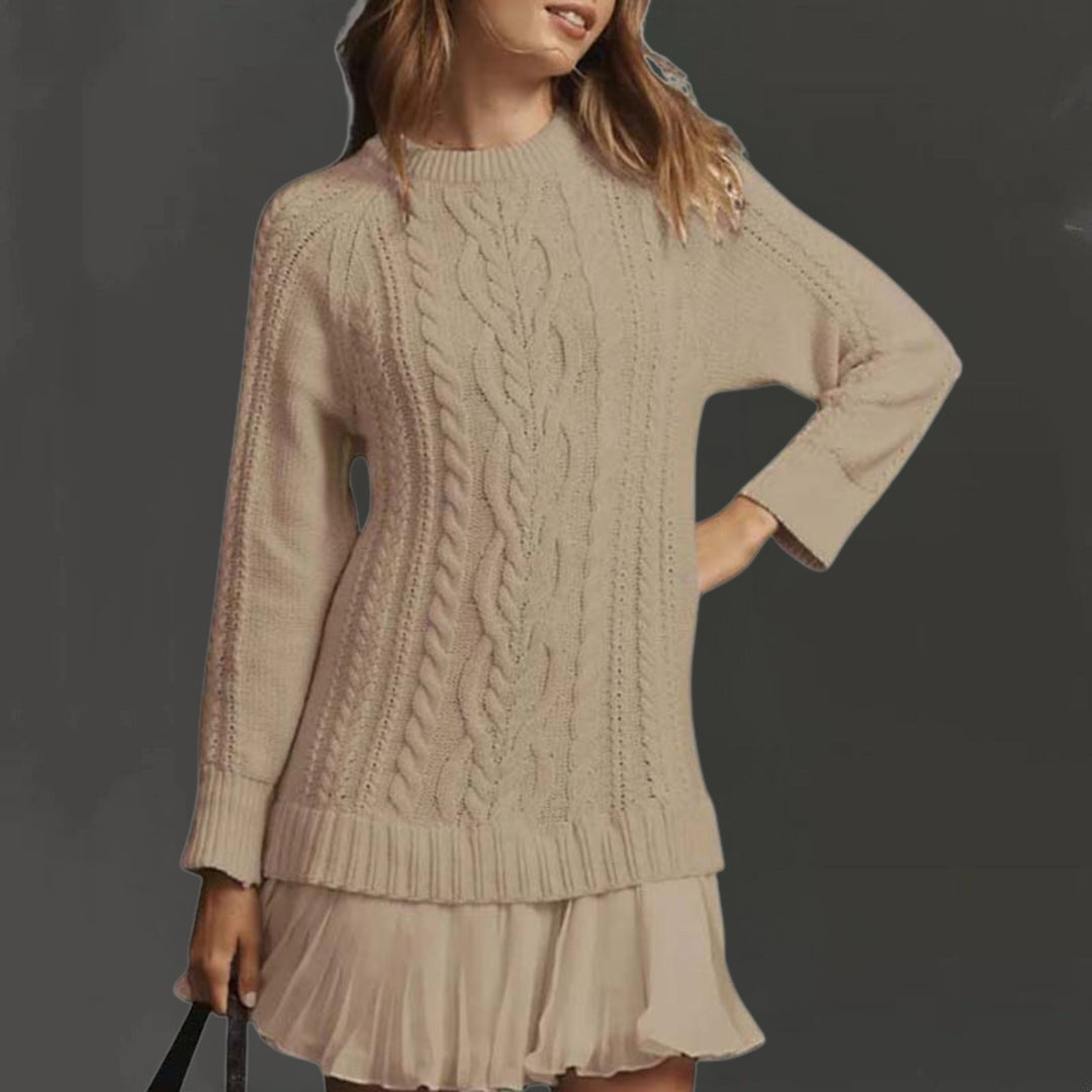 Kalena - Cable Knit Mini Sweater Dress
