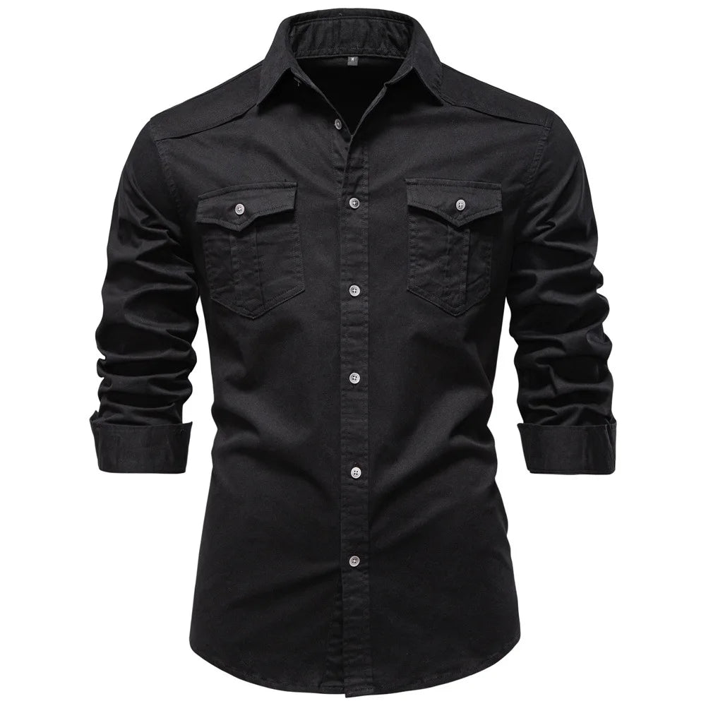 Norbwaldmir - Long Sleeve Cotton Shirt