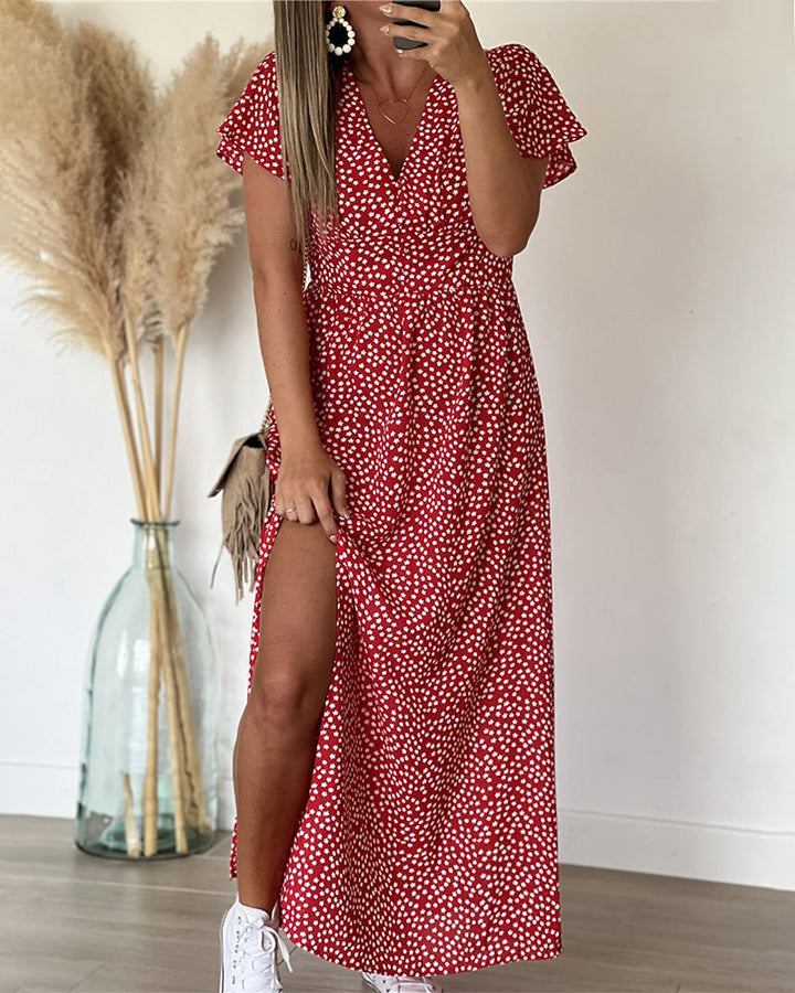 Lucienne - Printed V-Neck Maxi Dress
