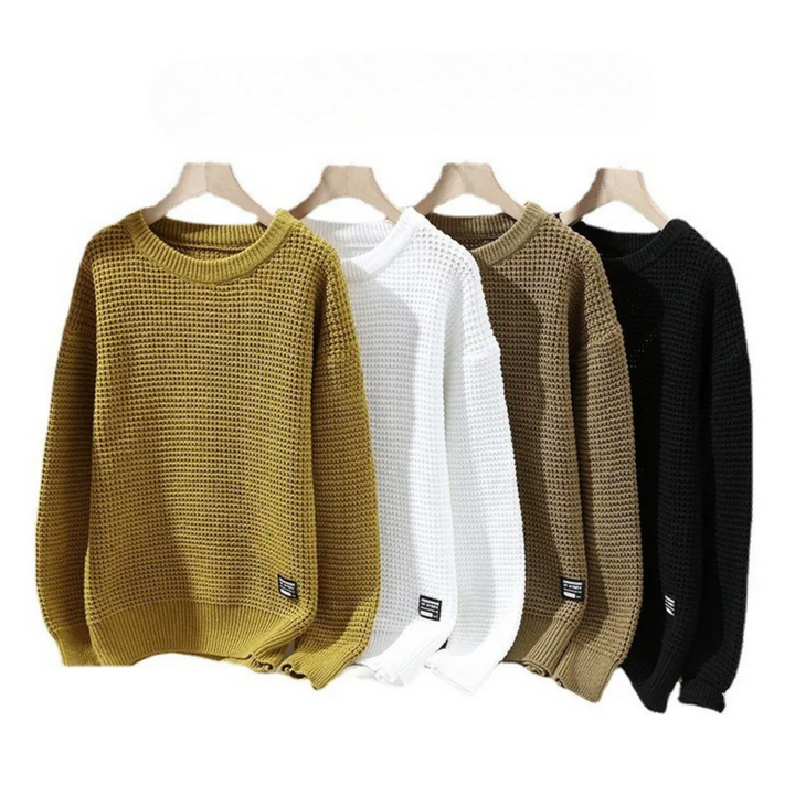 Henning - Waffle Knitted Sweater With Long Sleeve