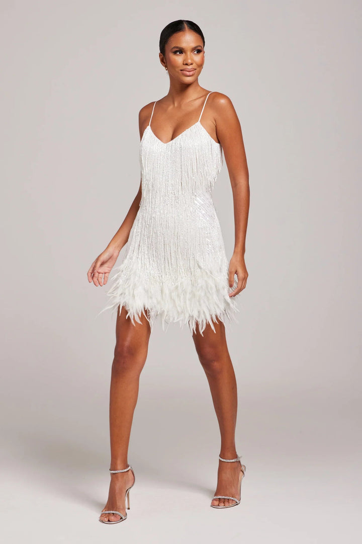 Jemima - Stylish Feather Splicing Mini Dress