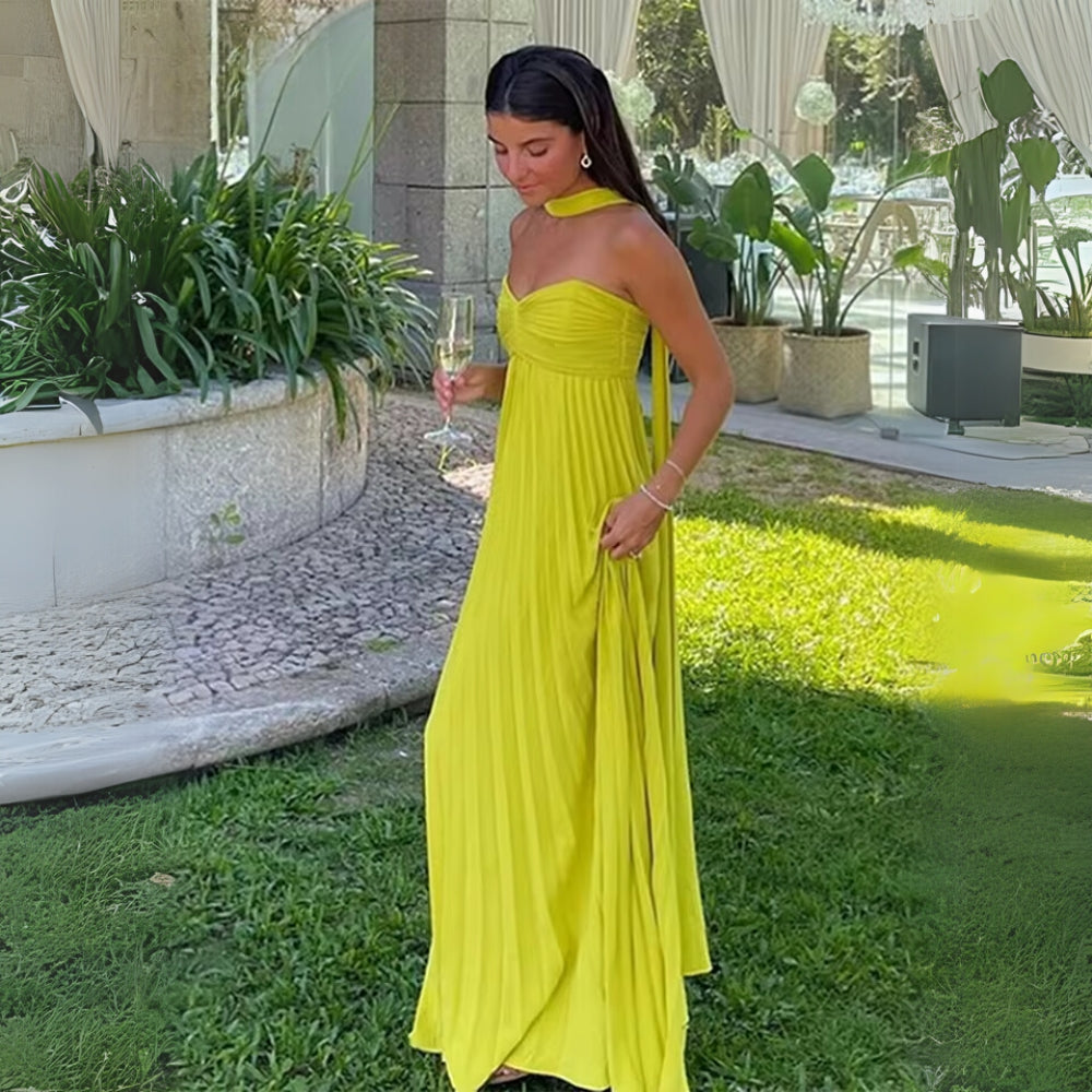 Avelis - Elegant Pleated Long Dress