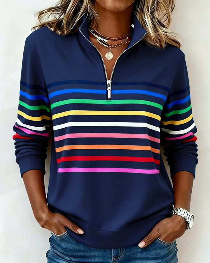 Vivioriana - Striped Quarter-Zip Sweatshirt