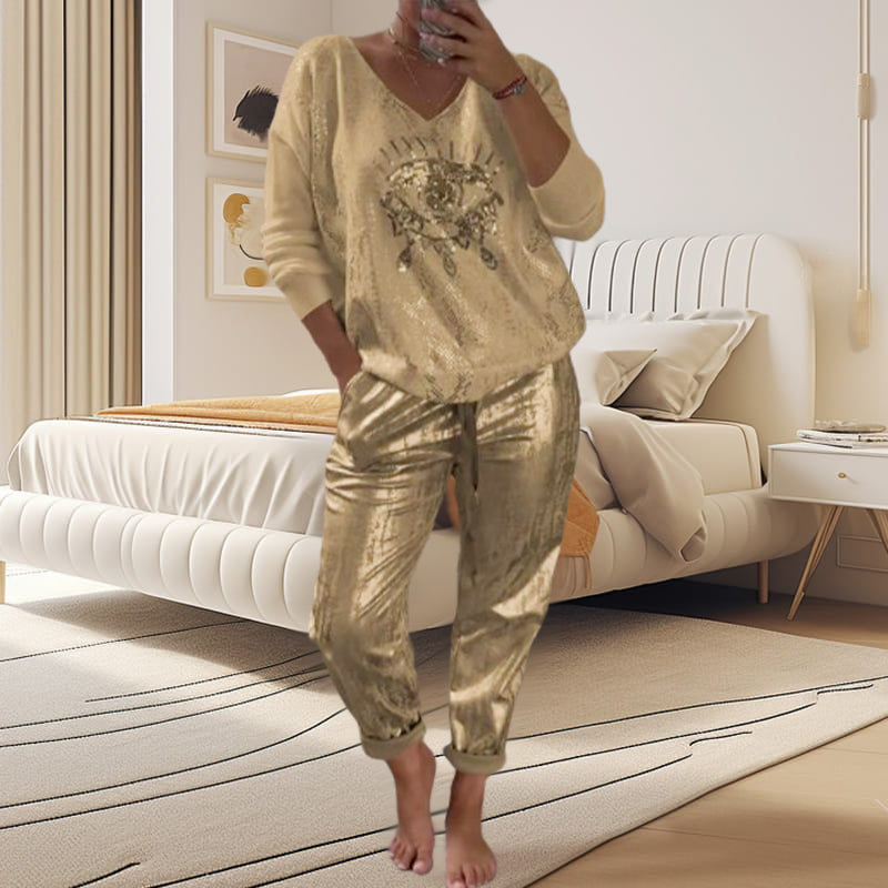 Ashley - Top and Devil's Eye Sequin Pant