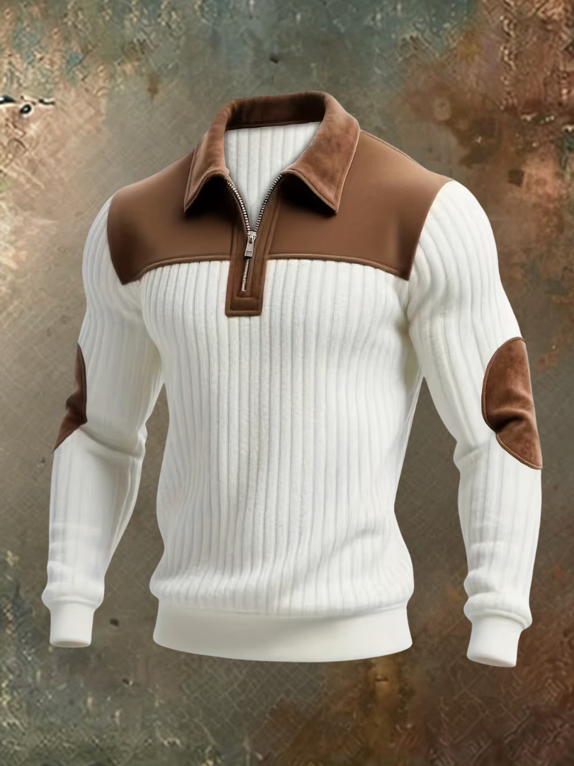 Waldin - Quarter-Zip Sweater With Contrast Panels