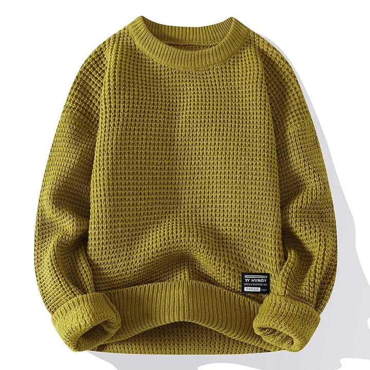 Henning - Waffle Knitted Sweater With Long Sleeve