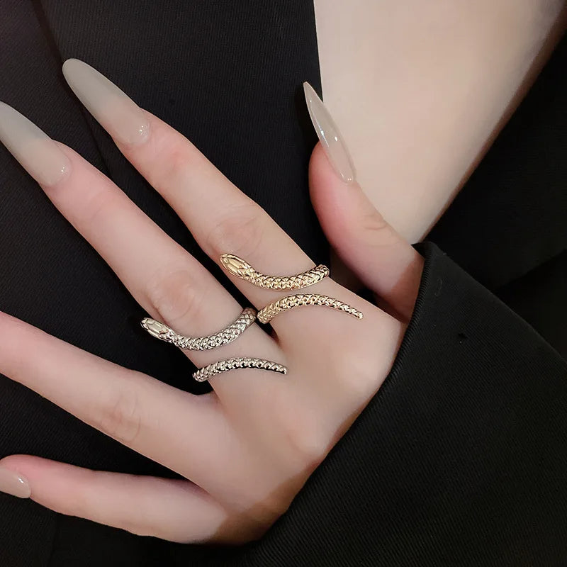 Zevella - Sculpted Snake Wrap Bracelet and Ring Set