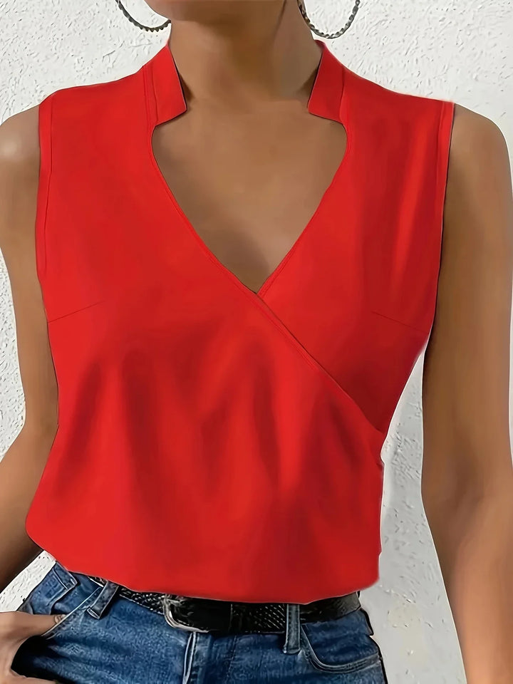 Cebulska - Elegant Sleeveless Surplice Blouse