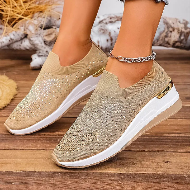 Josia - Rhinestone Butterfly Pattern Slip-on Sneakers