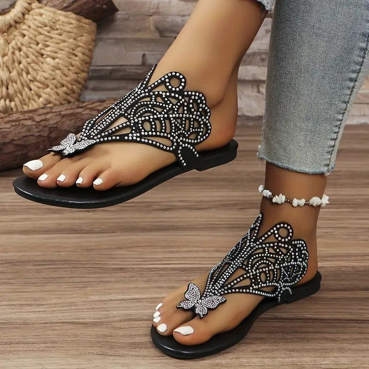 Rosalia - Stylish Leather Sandal With Butterfly Cover