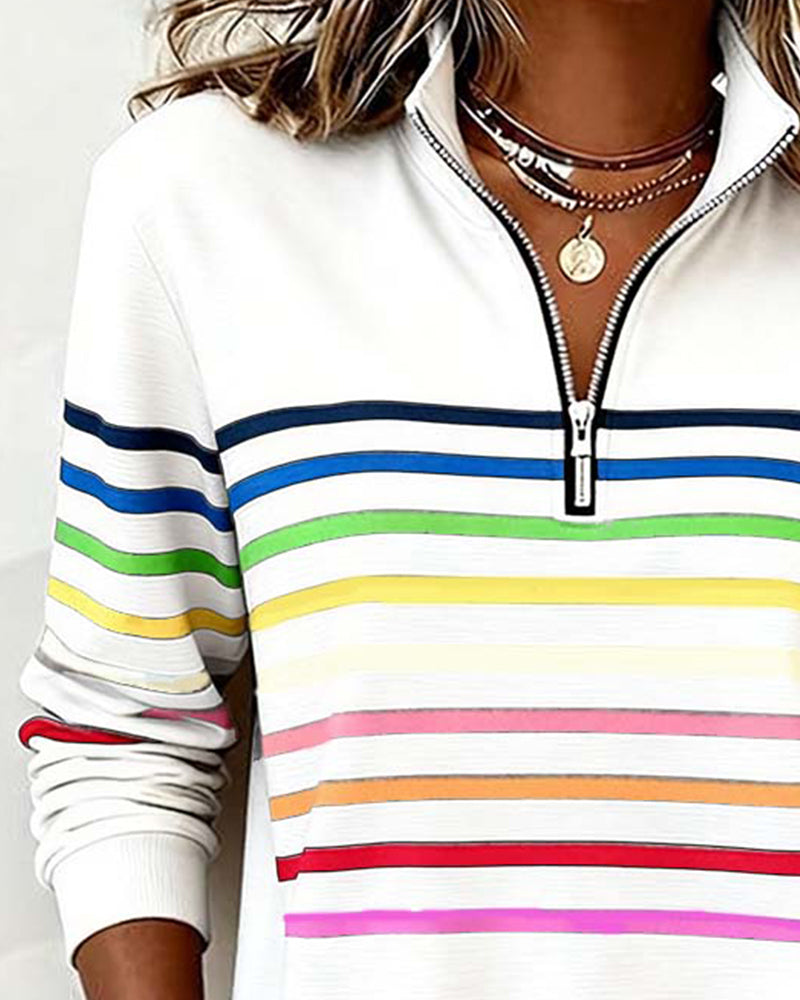 Vivioriana - Striped Quarter-Zip Sweatshirt