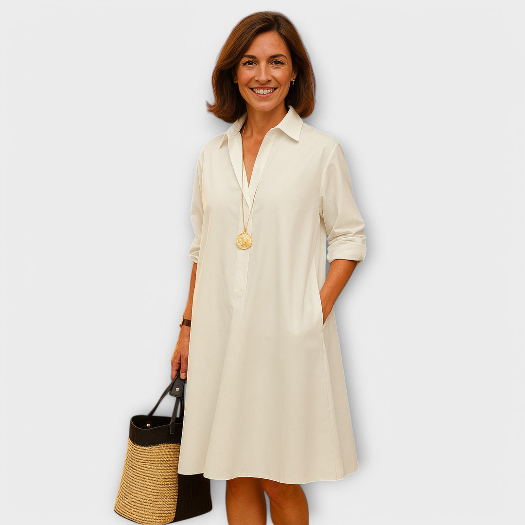 Giolanta - Modern V-Neck Shirt Dress