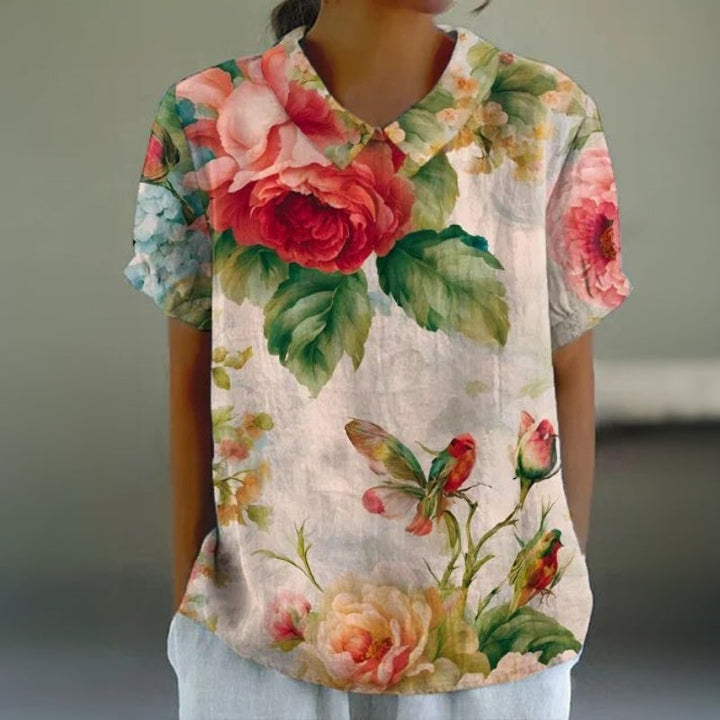 Aurevia - Vintage Floral Print Blouse