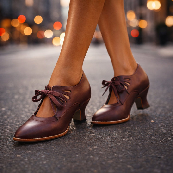 Zinnina - Lace-Up Mid Heel Pumps