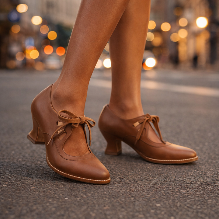 Zinnina - Lace-Up Mid Heel Pumps