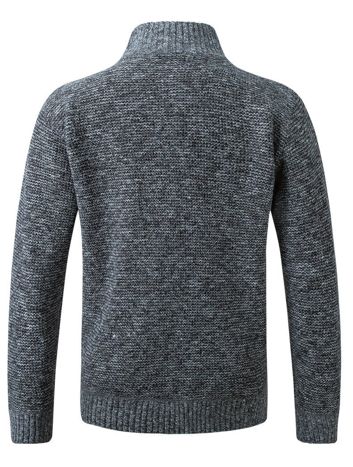 Spectorwave - Quilted Panel Full-Zip Knit Cardigan