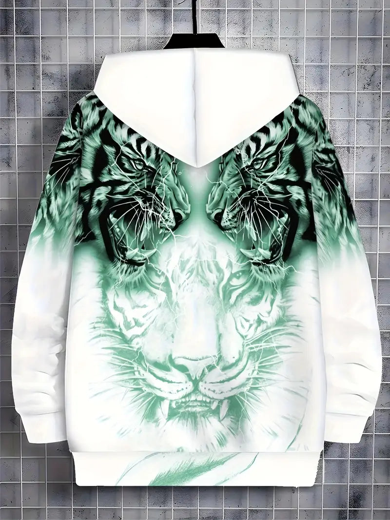 Murillo - Casual Long Sleeve Hoodie Jacket With Tiger Print
