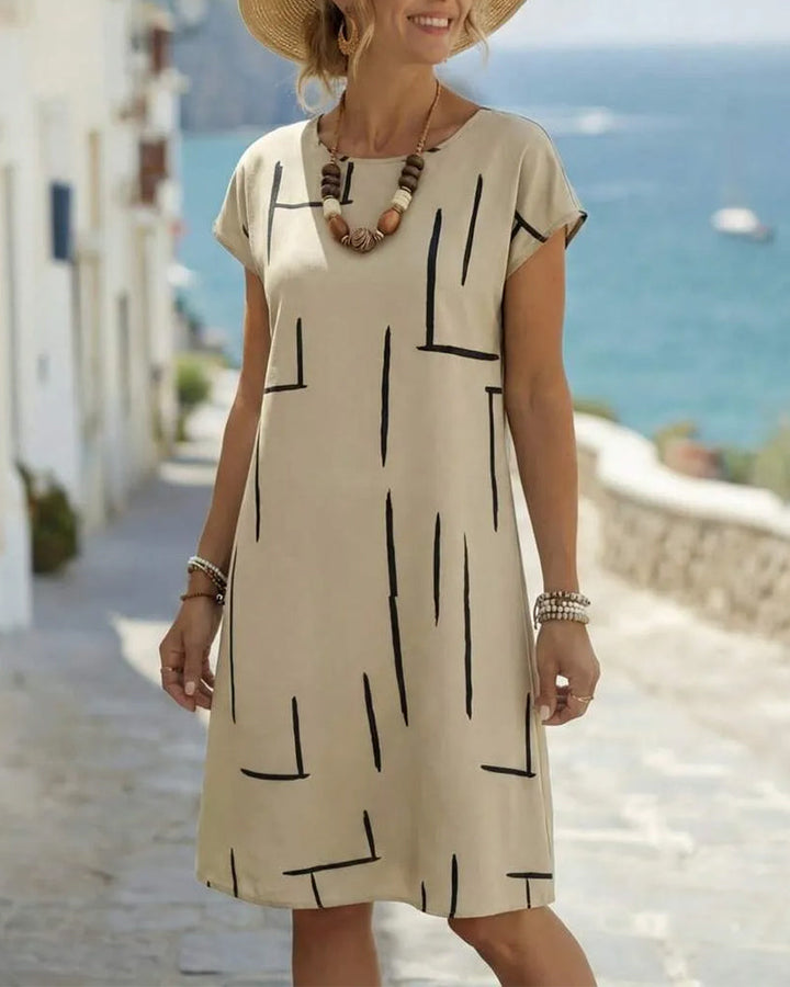 Ainee - Printed Round Neck Summer Dress