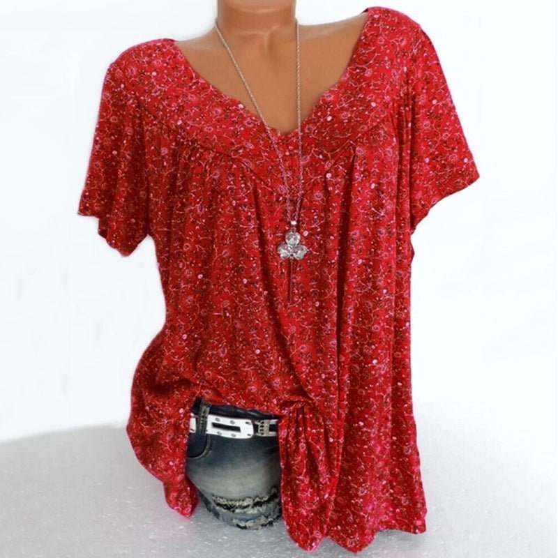 Sarita - Floral Print Short Sleeve Blouse