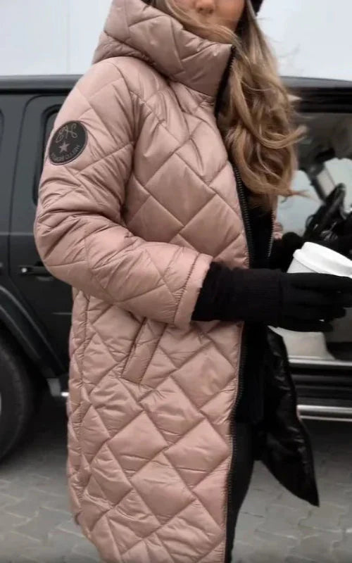 Nivelle - Long Hooded Zip-Up Quilted Coat