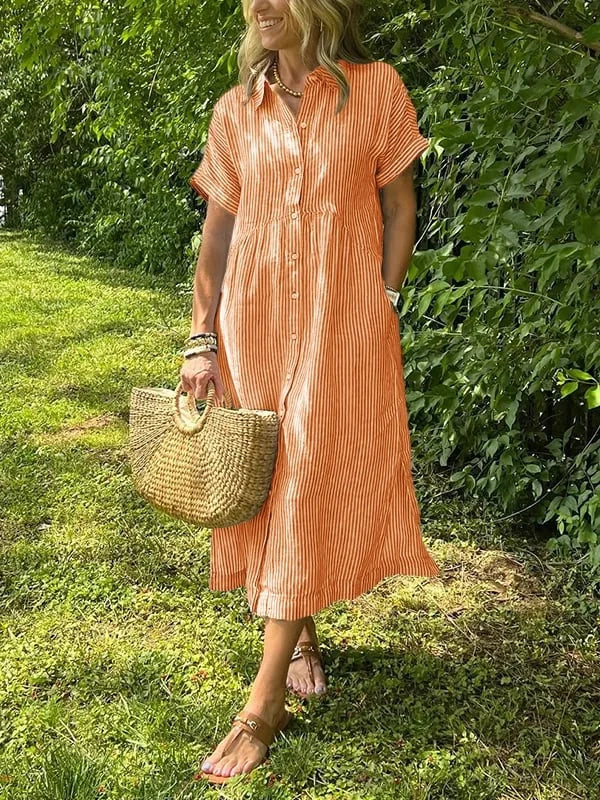 Samara - Stylish Striped Shirt Dress