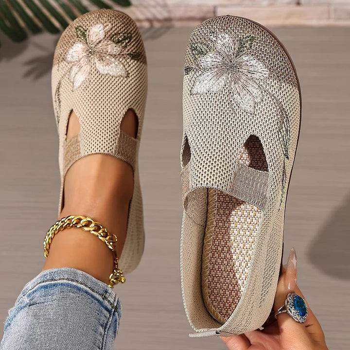 Martine – Breathable Floral Embroidered Knit Shoes
