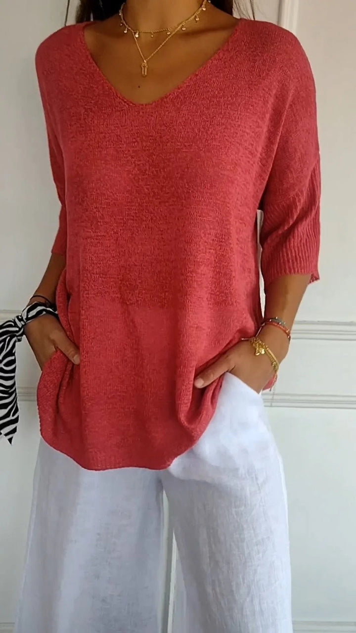 Mitzi - Knitted V-Neck Top