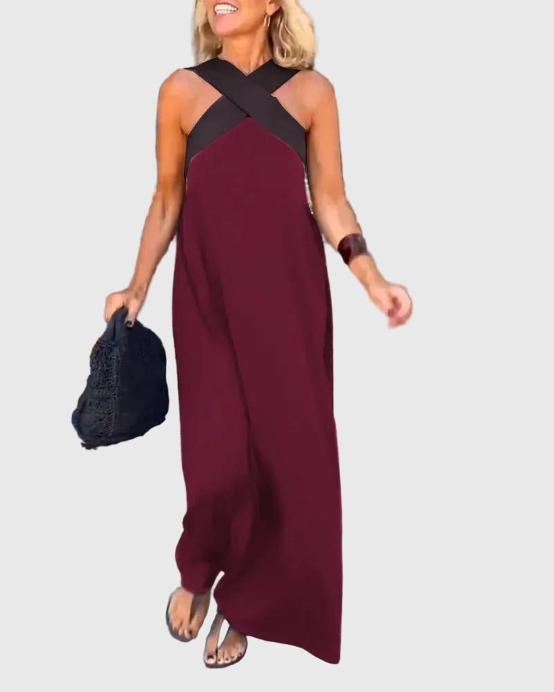 Frederikke - Elegant Maxi Dress With Crossover Neck