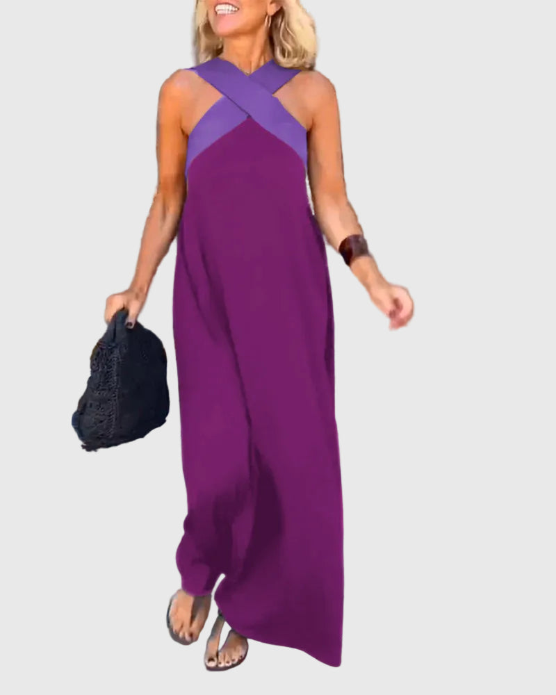 Frederikke - Elegant Maxi Dress With Crossover Neck