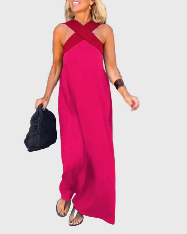 Frederikke - Elegant Maxi Dress With Crossover Neck
