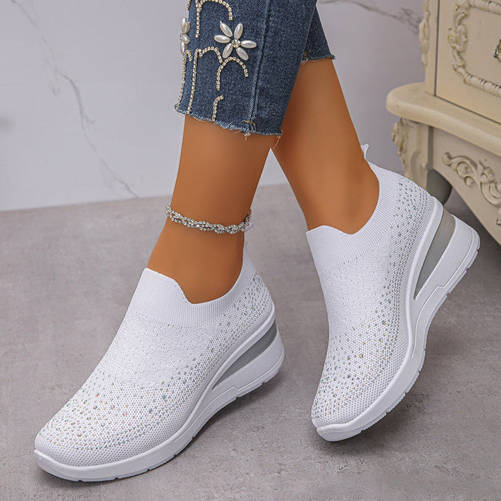 Loretha - Orthopedic Wedge Sneakers With Mesh Crystal