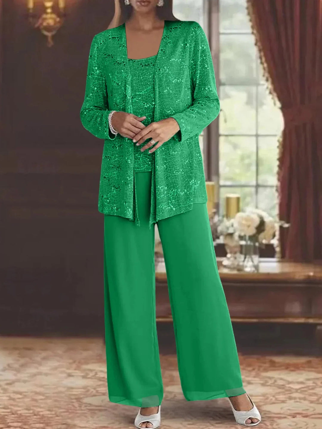 Gimena - Glitter Cardigan Pant Set