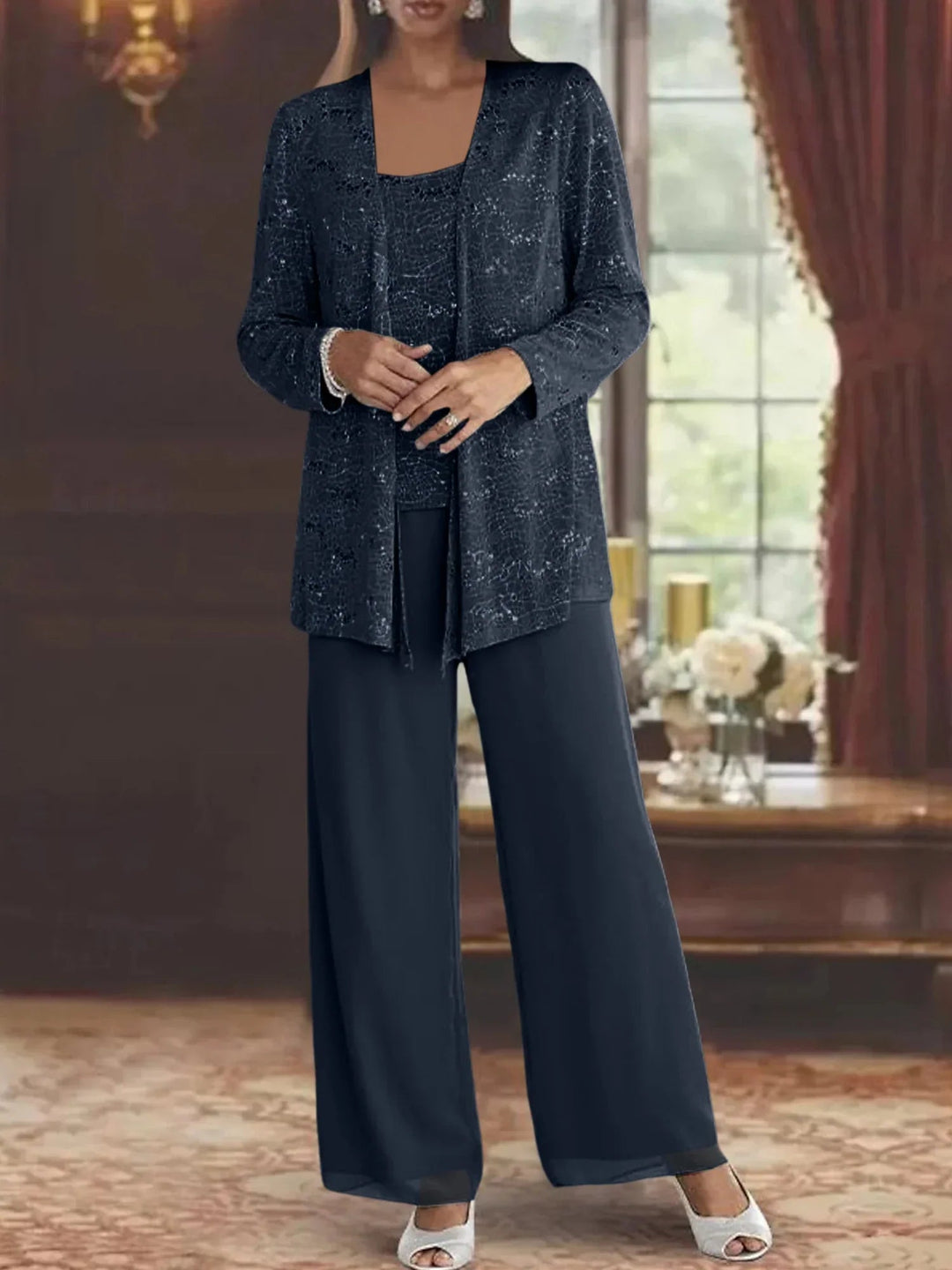 Gimena - Glitter Cardigan Pant Set
