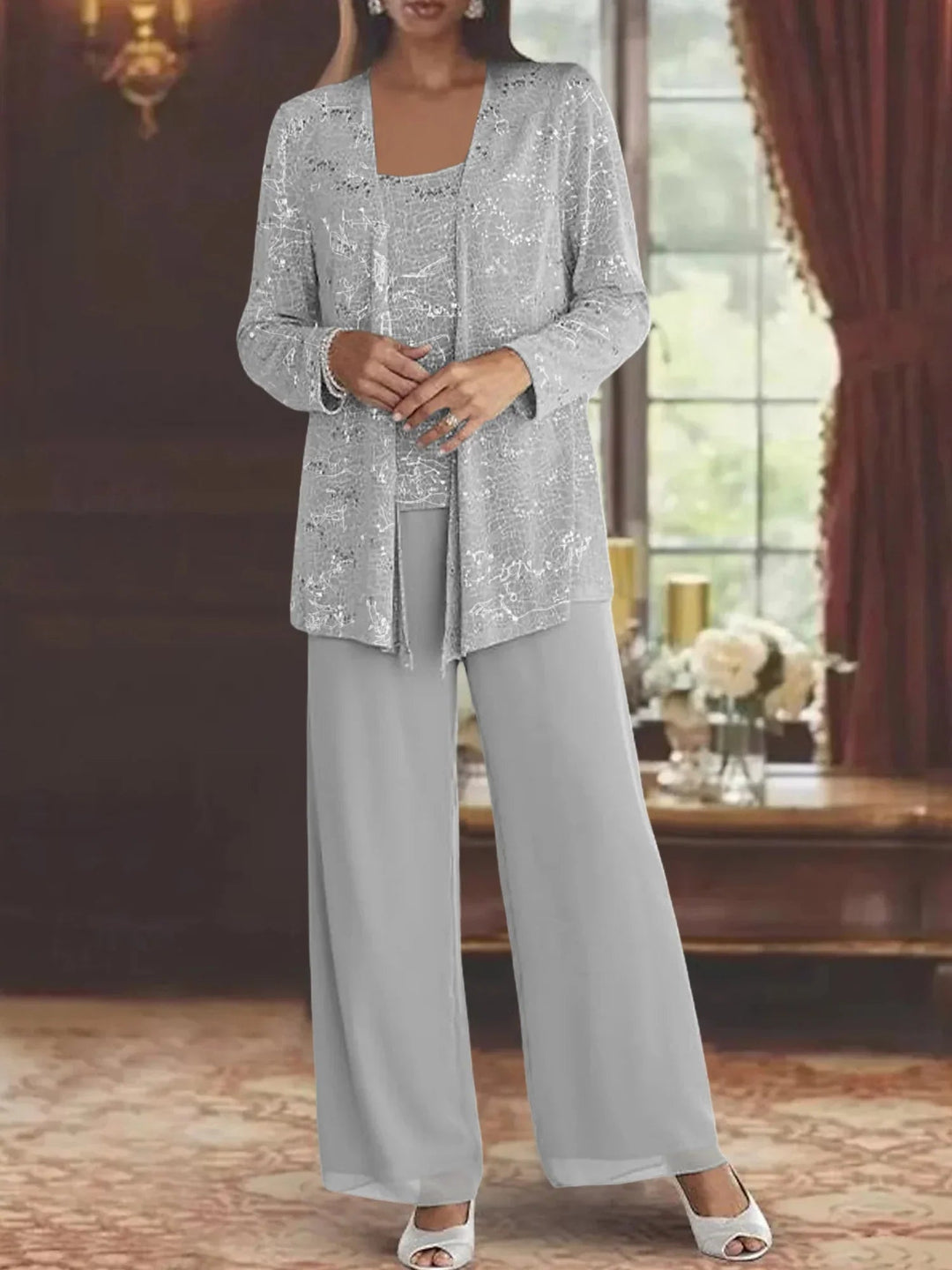 Gimena - Glitter Cardigan Pant Set
