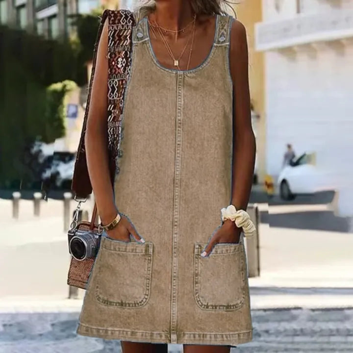 Otylia - Comfortable Wide Shoulder Style Mini Dress