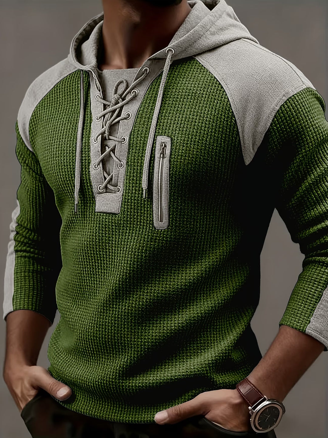 Spectortrace - Textured Ribbed Hooded Sweater