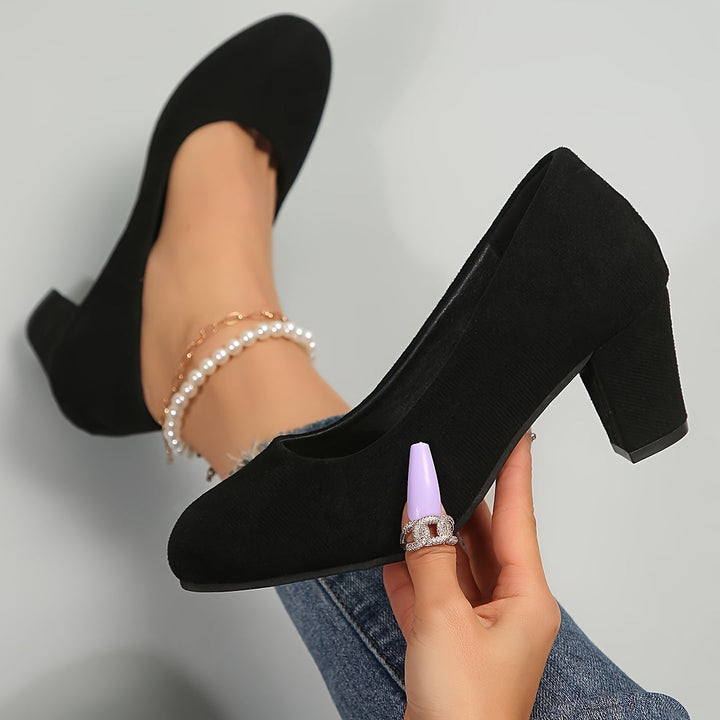 Kirstten - Suede Block Heel Pumps