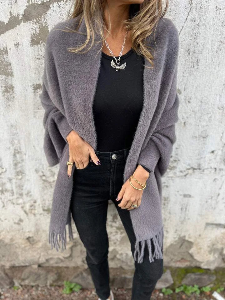 Ellyse - Long Sleeve Fringe Coat