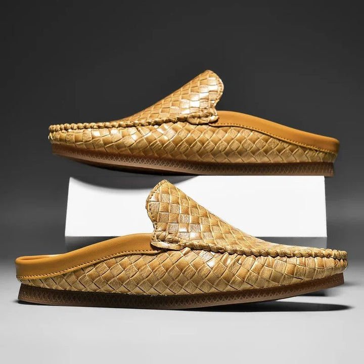 Efim - Casual Woven Pattern Leather Half Slippers