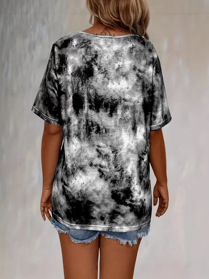 Beryl - Print Drawstring Short Sleeve T-Shirt