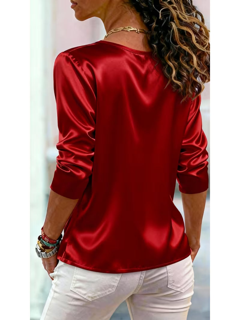 Avelea - Satin Square Neck Button Top