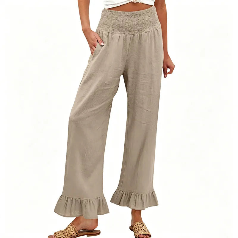 Moriom - Cotton Boho Ruffled Lounge Pant