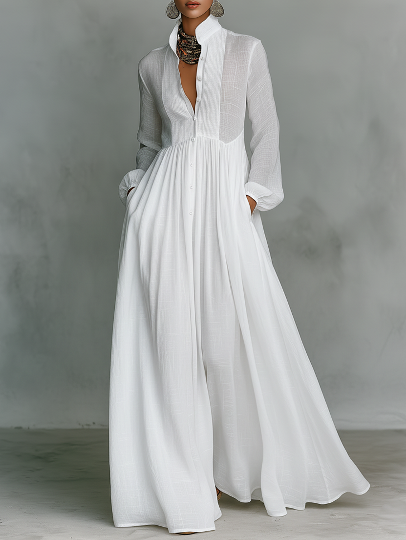 Sheilan - Elegant Maxi Dress With Buttons