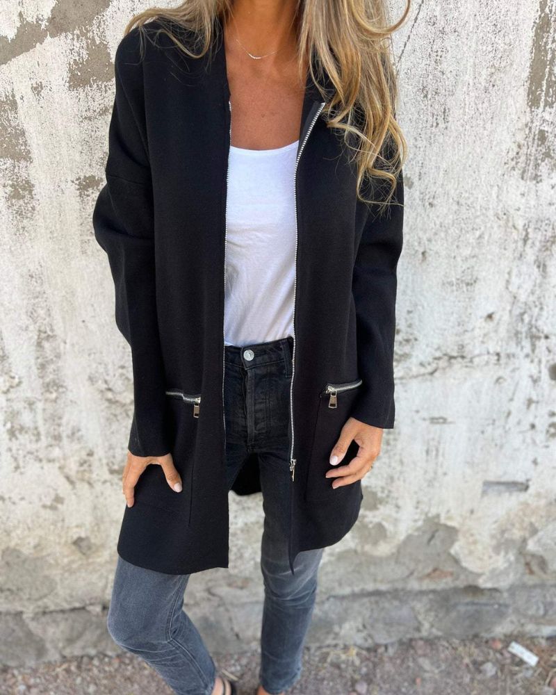 Sampani - Long Sleeve Cardigan With Zip Up