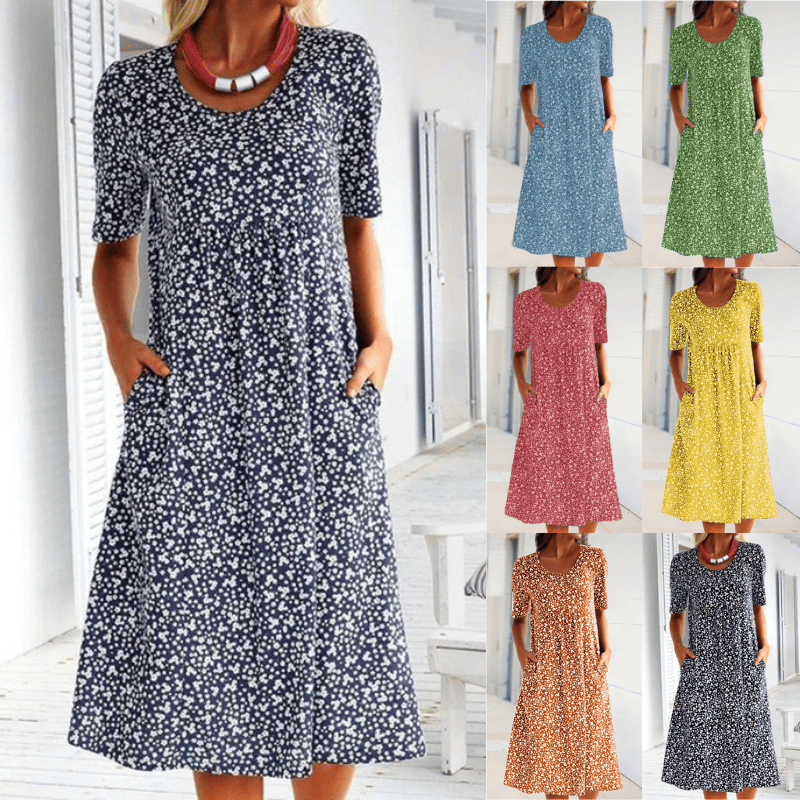 Alisha - Round Neck Floral Dress