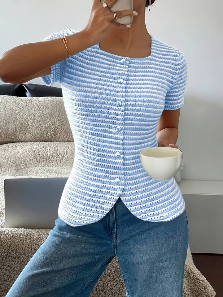 Airam - Square Neckline Open Front Shirt