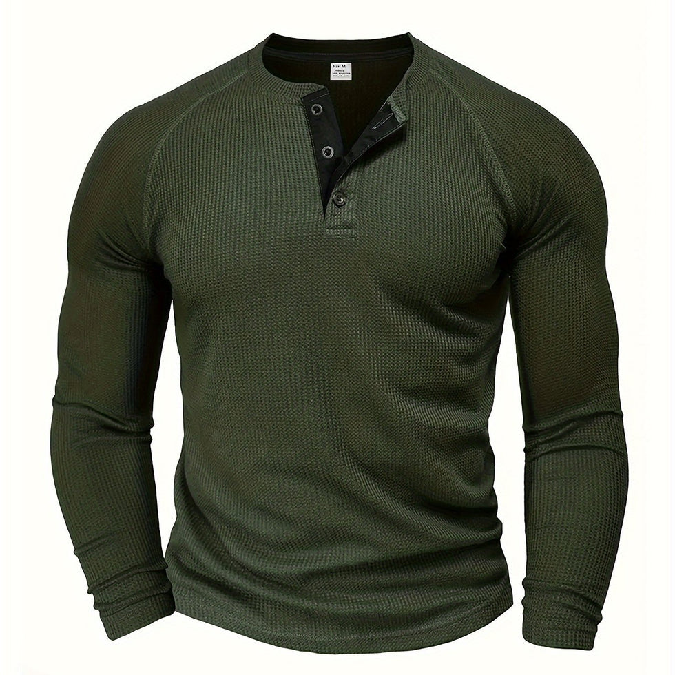 Jarik - Textured Long Sleeve Henley T-Shirt